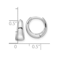 Rhodium-plated Sterling Silver Polished Hinged Hoop Earrings