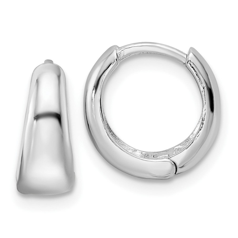 Rhodium-plated Sterling Silver Polished Hinged Hoop Earrings