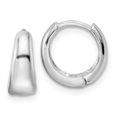 Rhodium-plated Sterling Silver Polished Hinged Hoop Earrings