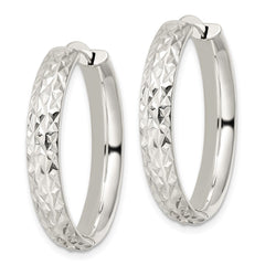 Sterling Silver Polished and Diamond-cut Circle Hoop Earrings