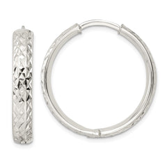 Sterling Silver Polished and Diamond-cut Circle Hoop Earrings