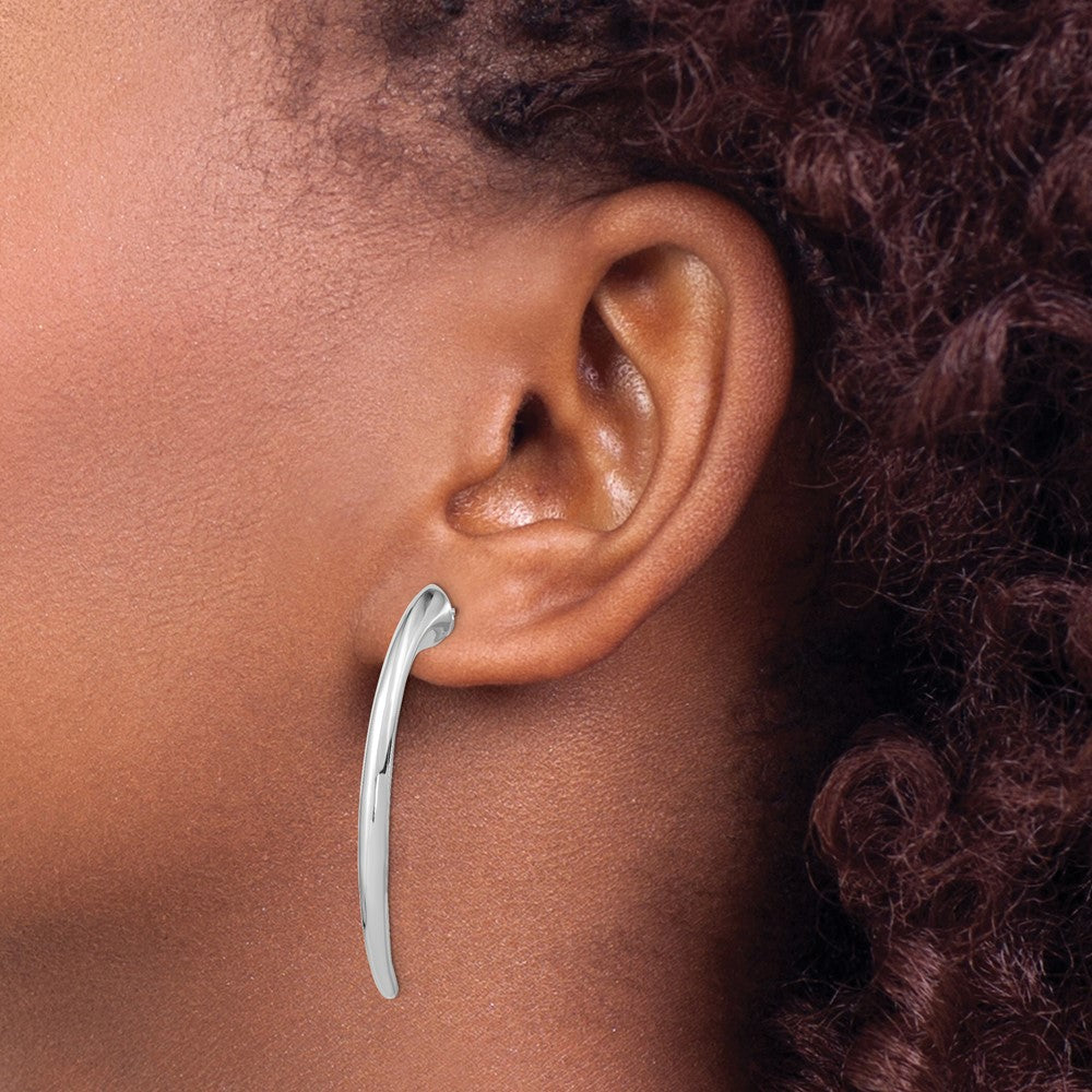 Sterling Silver Polished Rhodium-plated Hollow Post Dangle Earrings