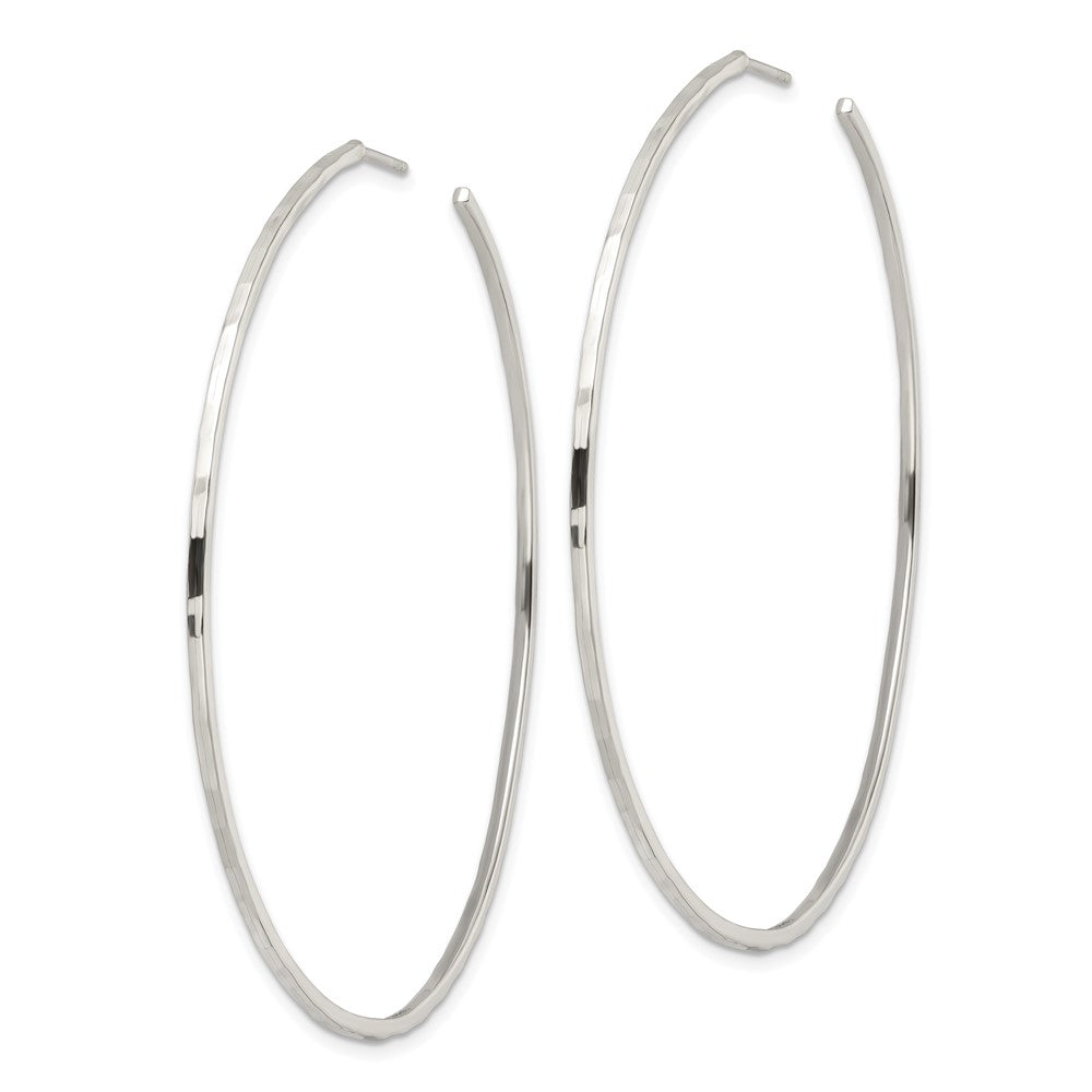 Sterling Silver Polished Hammered Hoop Earrings