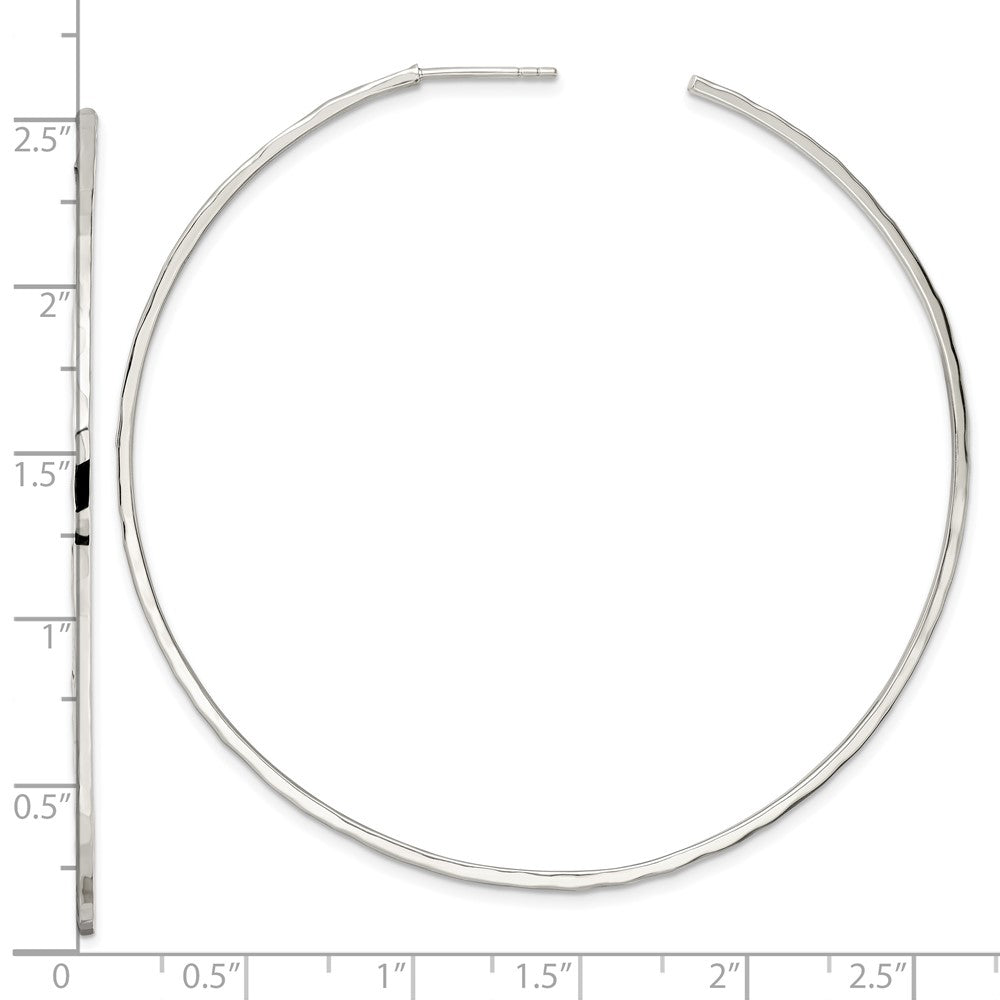 Sterling Silver Polished Hammered Hoop Earrings