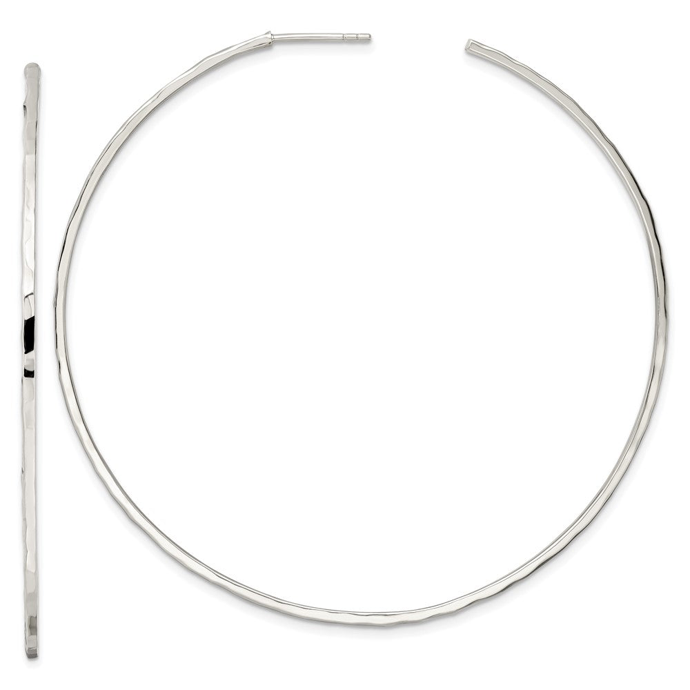 Sterling Silver Polished Hammered Hoop Earrings