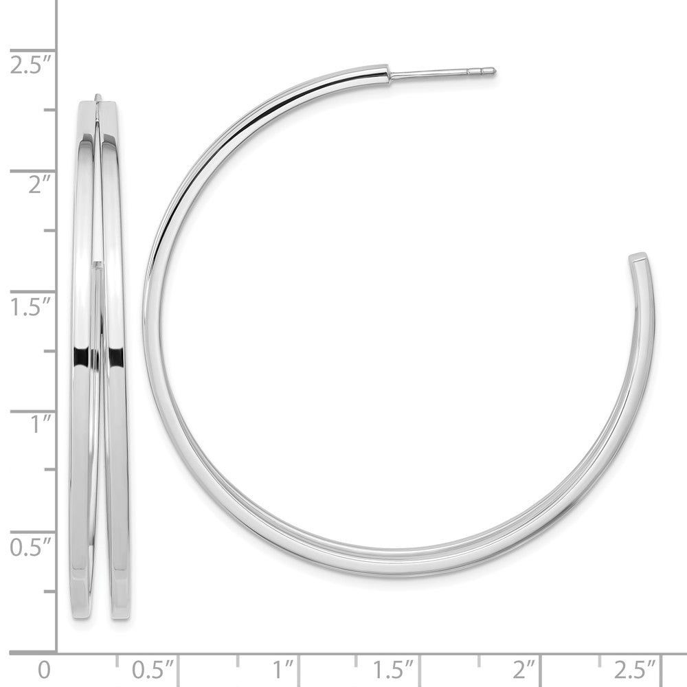 Rhodium-plated Sterling Silver Split Design Hoop Post Earrings