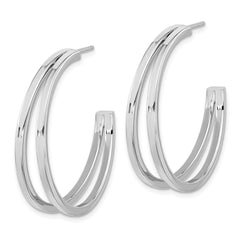 Rhodium-plated Sterling Silver Split Design Hoop Post Earrings