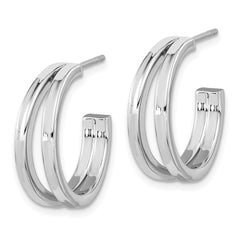 Rhodium-plated Sterling Silver Split Design Hoop Post Earrings