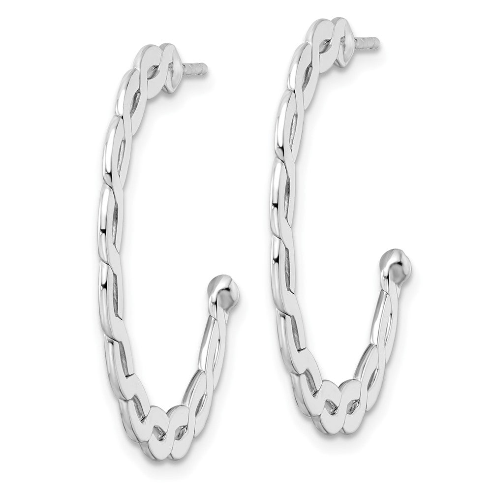 Rhodium-plated Sterling Silver Polish Flat Twisted Lrg Circle Post Earrings