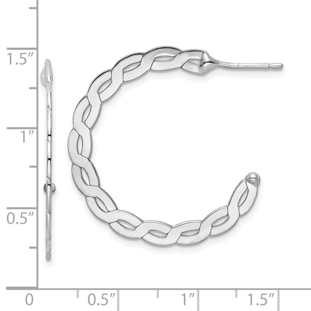 Rhodium-plated Sterling Silver Polish Flat Twisted Lrg Circle Post Earrings