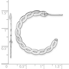 Rhodium-plated Sterling Silver Polish Flat Twisted Lrg Circle Post Earrings