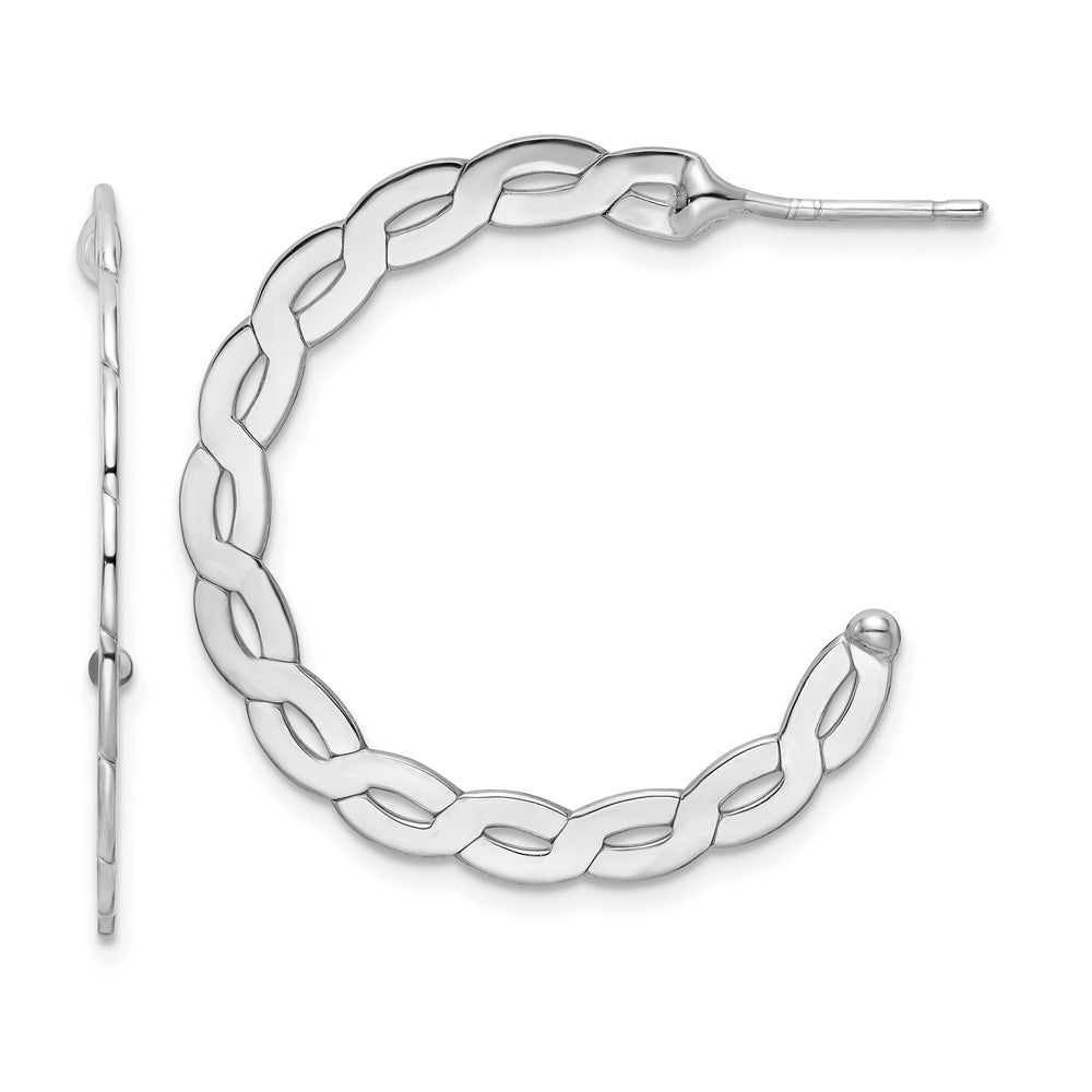 Rhodium-plated Sterling Silver Polish Flat Twisted Lrg Circle Post Earrings