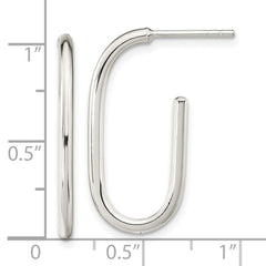 Sterling Silver Polished Oval J-Hoop Post Earrings