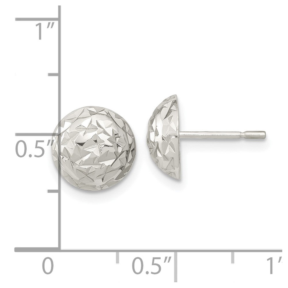 Sterling Silver Polished Diamond-cut Textured Post Earrings