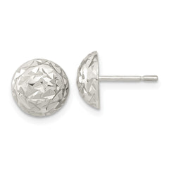 Sterling Silver Polished Diamond-cut Textured Post Earrings