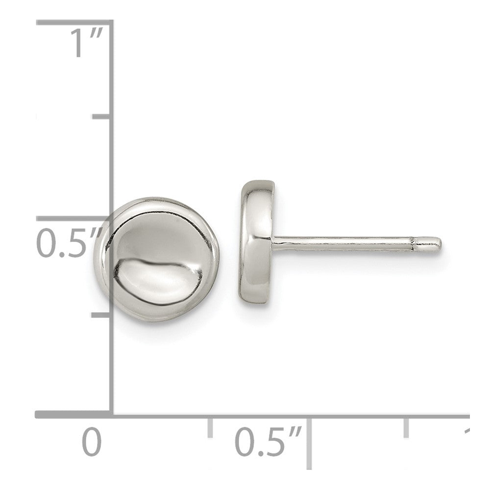 Sterling Silver Polished Puffed Circle Post Earrings