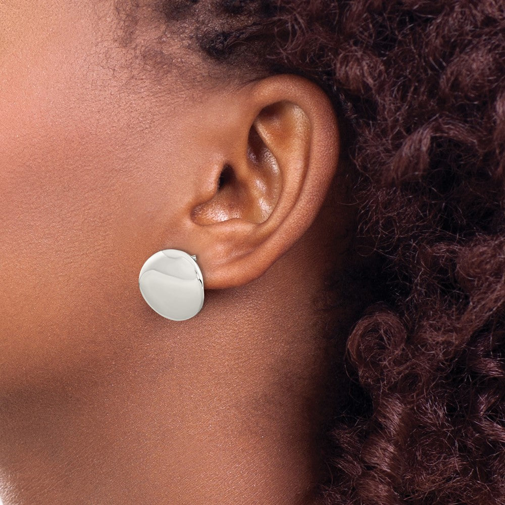 Sterling Silver Polished 12mm Flat Circle Post Earrings