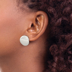 Sterling Silver Polished 12mm Flat Circle Post Earrings
