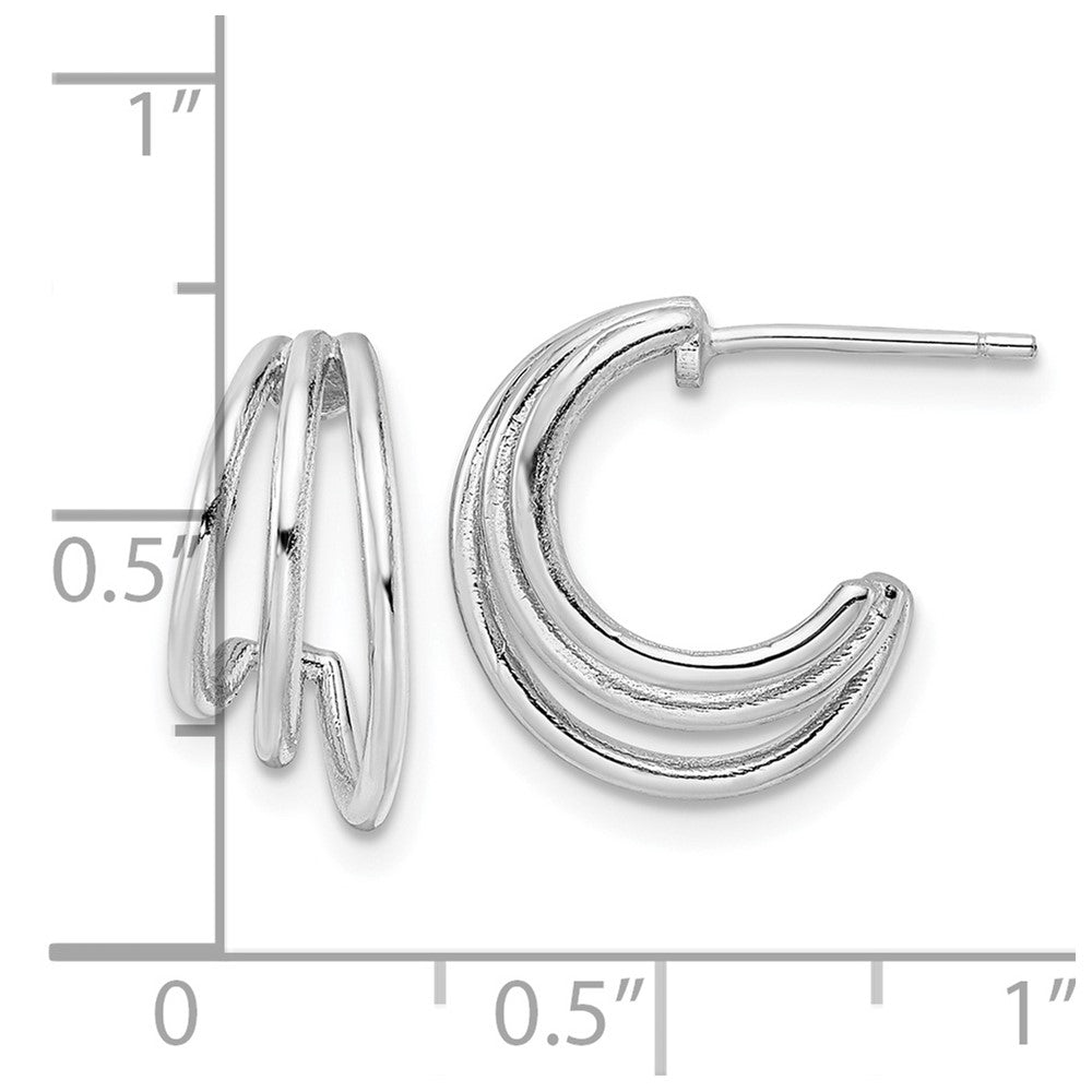 Rhodium-plated Sterling Silver Polished J-Hoop Post Earrings