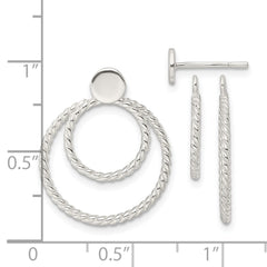 Sterling Silver 2 Circle Jackets Button Post Earrings