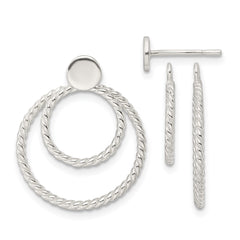 Sterling Silver 2 Circle Jackets Button Post Earrings