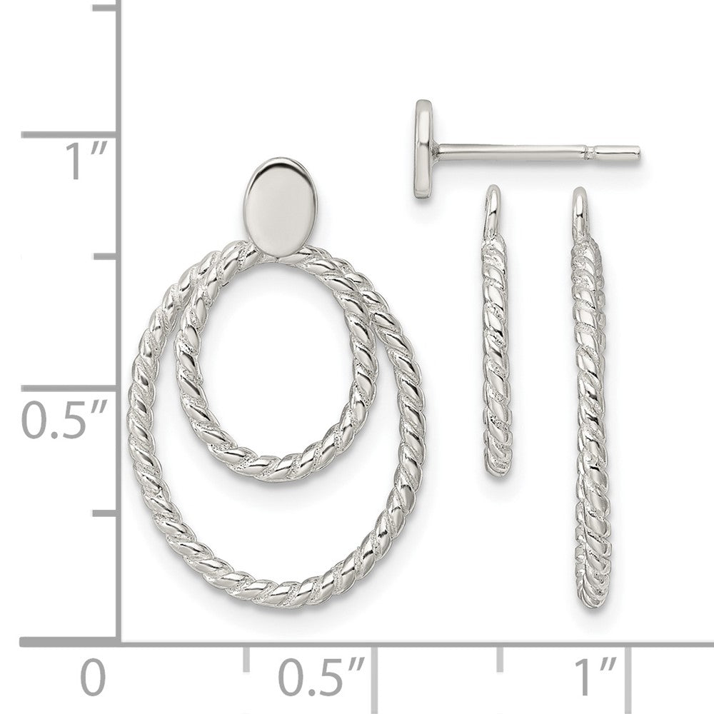 Sterling Silver 2 Oval Jackets Button Post Earrings