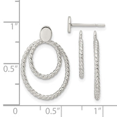 Sterling Silver 2 Oval Jackets Button Post Earrings