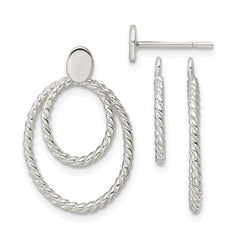 Sterling Silver 2 Oval Jackets Button Post Earrings