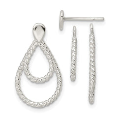 Sterling Silver 2 Teardrop Jackets Button Post Earrings
