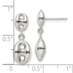 Sterling Silver Polished Oval Dangle Post Earrings