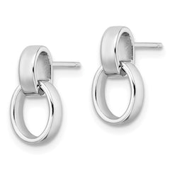 Rhodium-plated Sterling Silver Polished Link Post Earrings