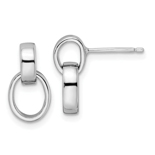 Rhodium-plated Sterling Silver Polished Link Post Earrings