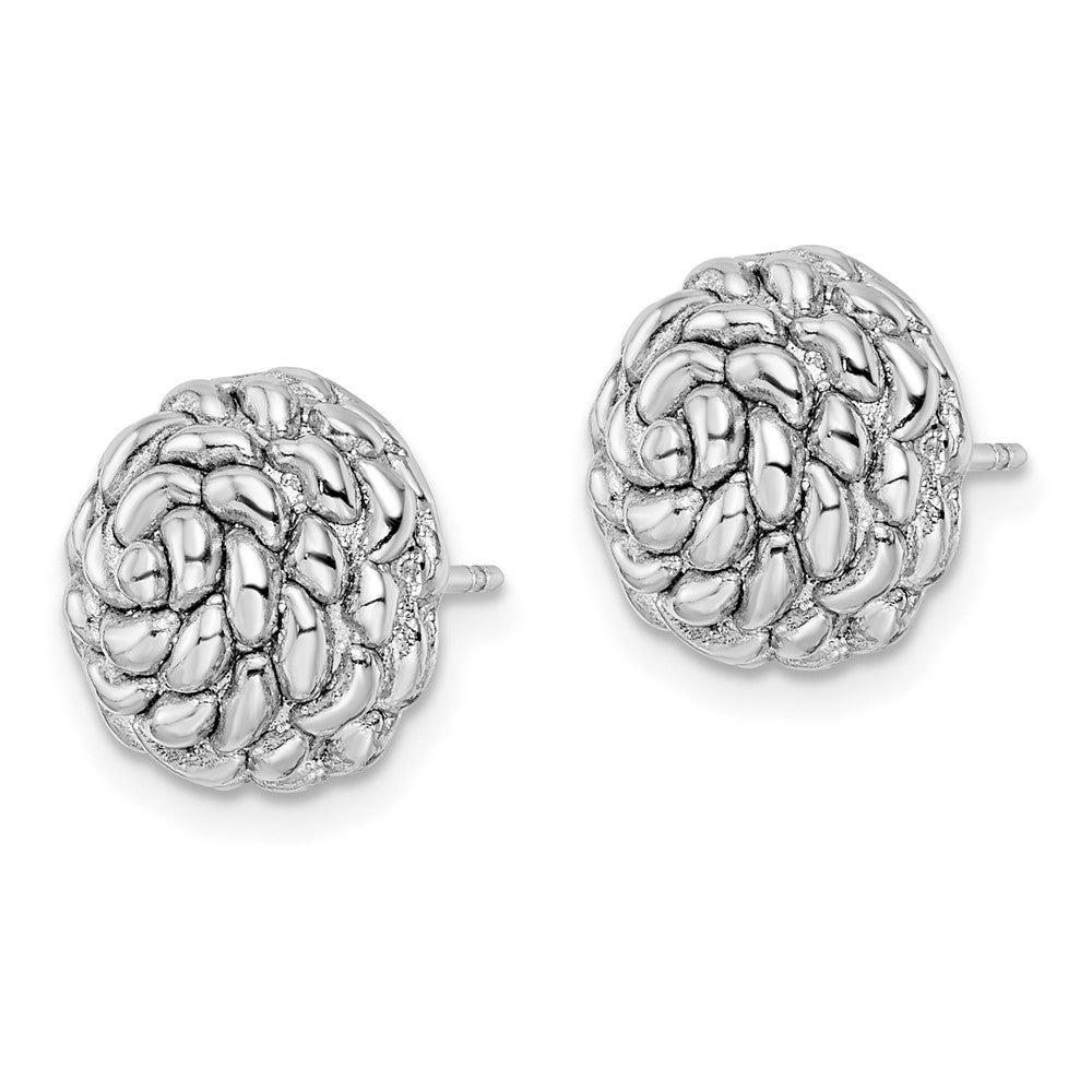 Rhodium-plated Sterling Silver Polished Flower Post Earrings