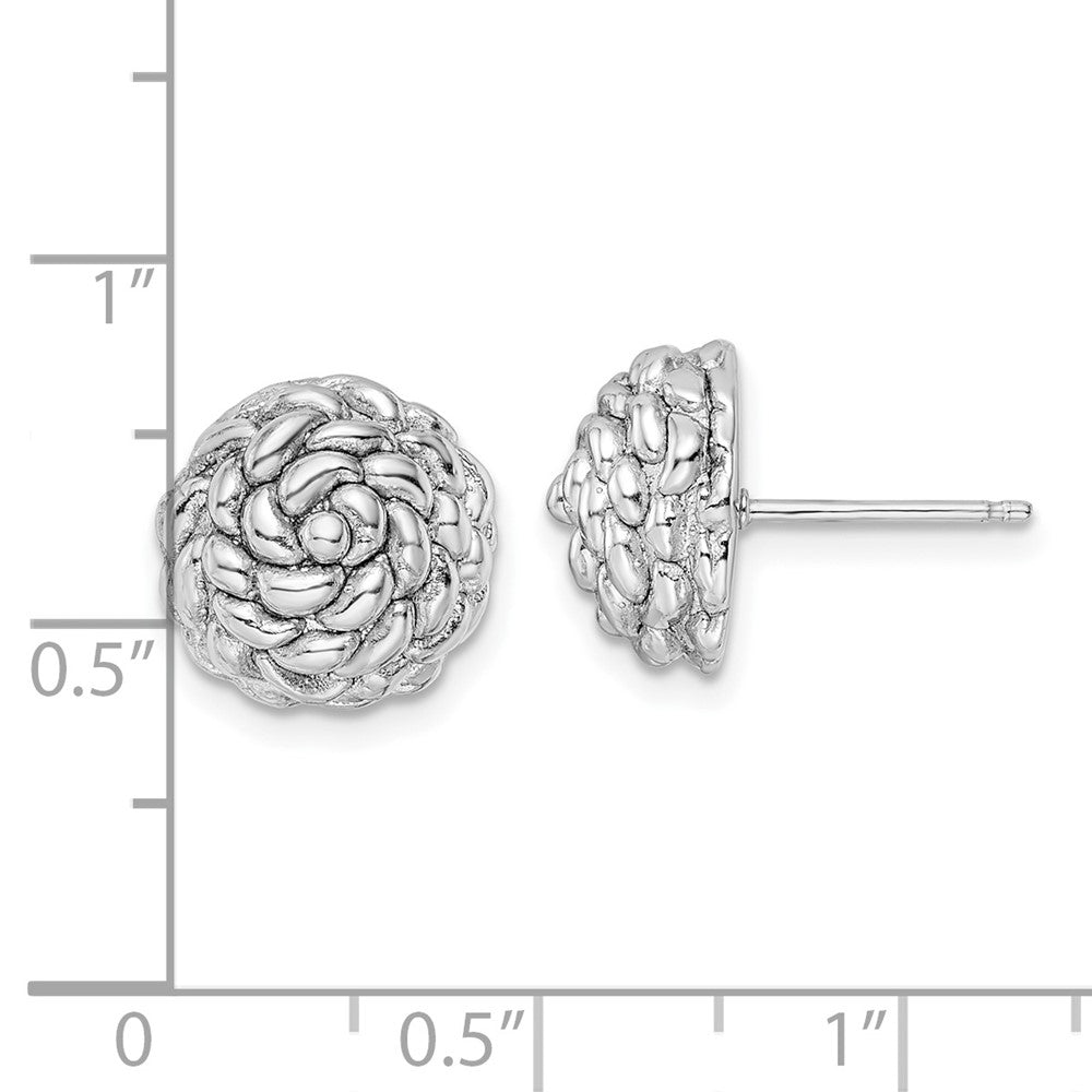 Rhodium-plated Sterling Silver Polished Flower Post Earrings