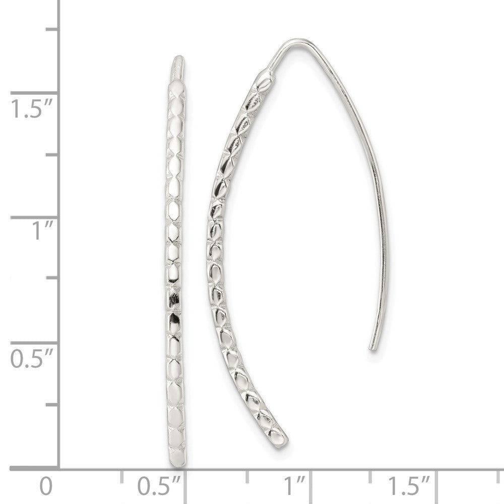 Sterling Silver Polished & Textured Threader Earrings