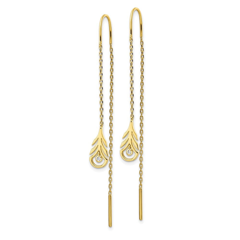 Yellow Gold-plated Sterling Silver CZ Threader Earrings