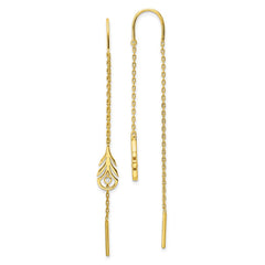 Yellow Gold-plated Sterling Silver CZ Threader Earrings