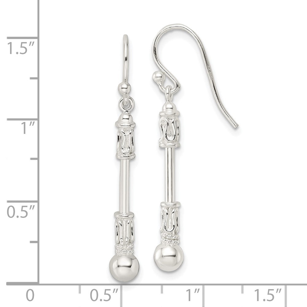 Sterling Silver Polished Fancy Dangle Shepherd Hook Earrings
