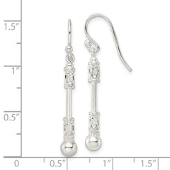 Sterling Silver Polished Fancy Dangle Shepherd Hook Earrings