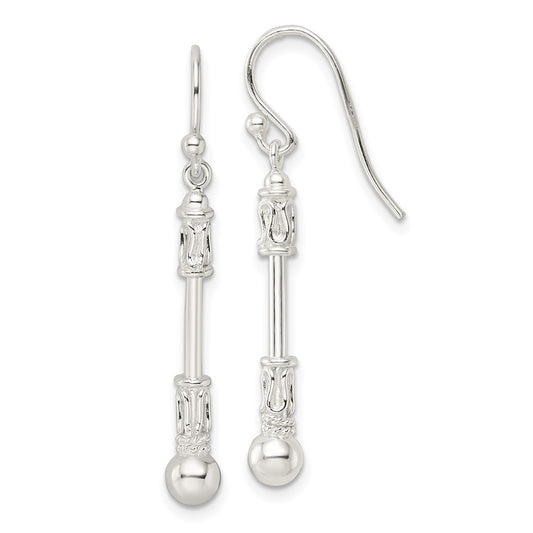 Sterling Silver Polished Fancy Dangle Shepherd Hook Earrings