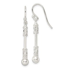 Sterling Silver Polished Fancy Dangle Shepherd Hook Earrings