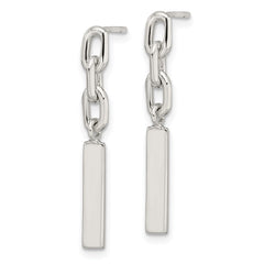Sterling Silver Polished Bar Dangle Post Earrings