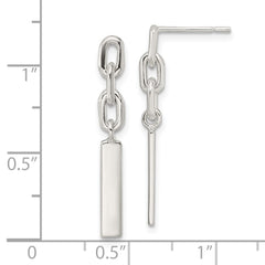 Sterling Silver Polished Bar Dangle Post Earrings