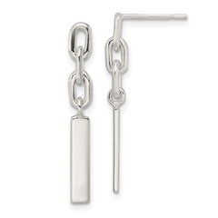 Sterling Silver Polished Bar Dangle Post Earrings