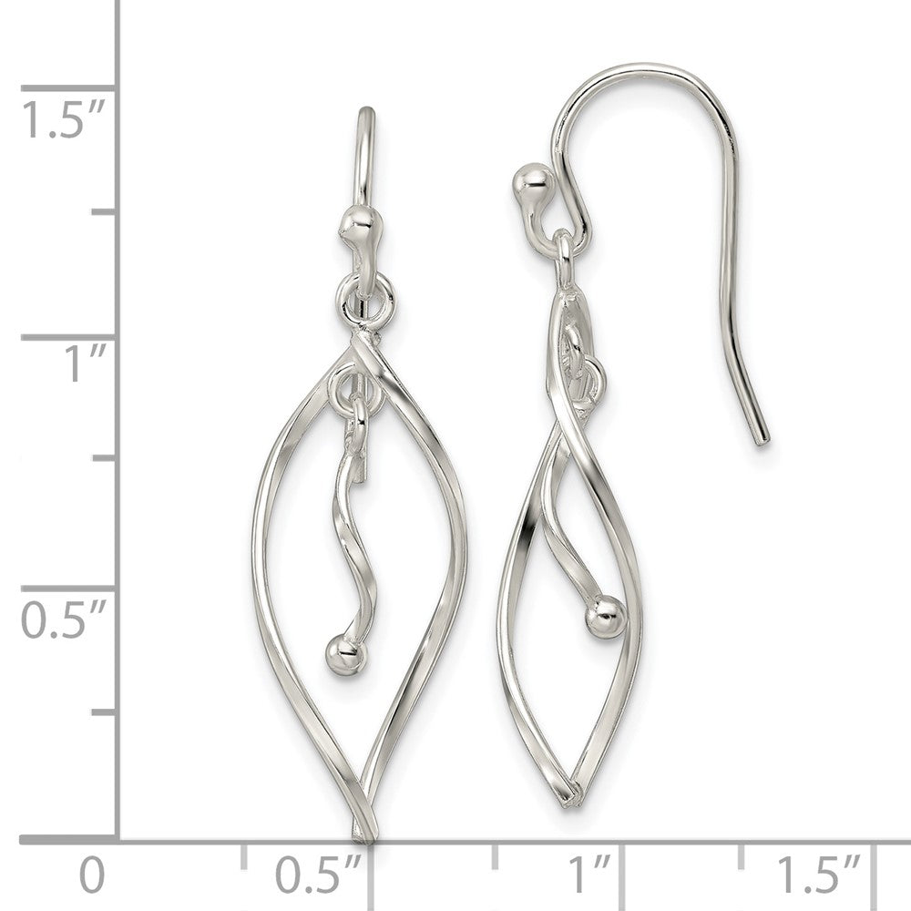Sterling Silver Polished Twisted Fancy Dangle Earrings