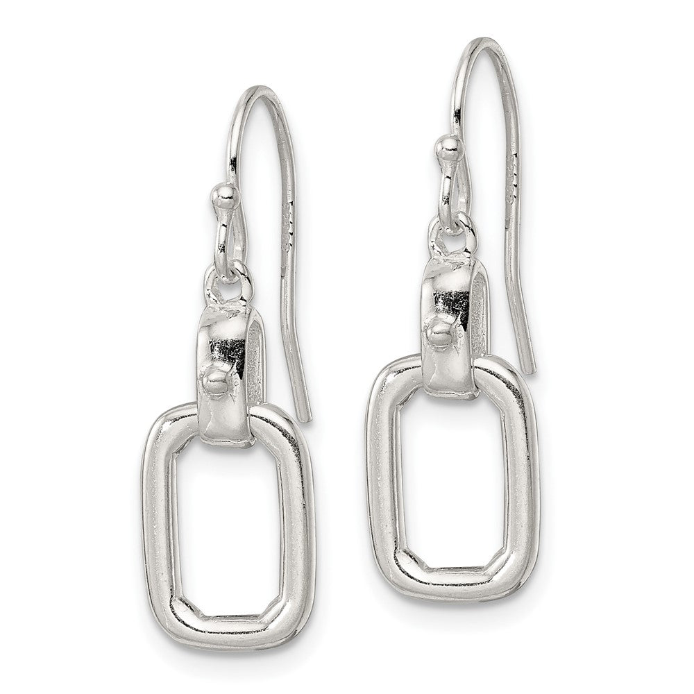 Sterling Silver Rectangle Dangle Shepherd Hook Earrings