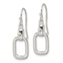 Sterling Silver Rectangle Dangle Shepherd Hook Earrings