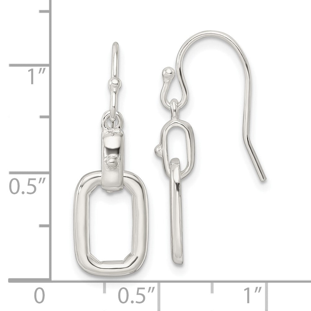 Sterling Silver Rectangle Dangle Shepherd Hook Earrings