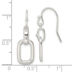 Sterling Silver Rectangle Dangle Shepherd Hook Earrings