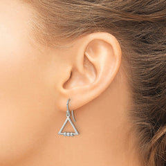 Sterling Silver Polished Triangle and Bead Shepherd Hook Earrings